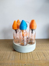 Lot of 7 Remond And Salva Glass Bottles With Metal Stand - Vintage 