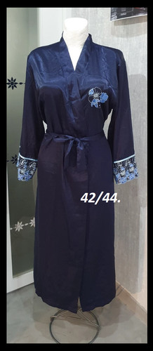 Peignoir satiné marine