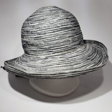 Wallaroo Hat Company Sydney Wide Brim One Size Cord Packable Black White Sun Hat