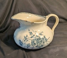 Pitcher toilet, HB & Cie Terre de Fer Choisy le Roi, Flowers Bird 19th century