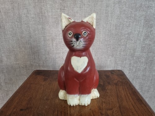 Chat bois sculpté rouge - chat,