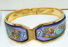 MICHAELA FREY WILLE Floral Butterfly Flower 24K Enamel Contessa Clasp Bangle NEW