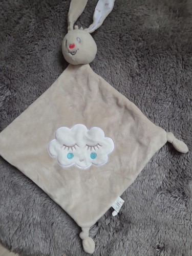 Doudou plat lapin beige blanc - plat,