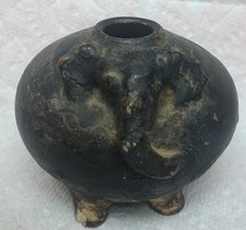 Authentic Antique 12th/13thC Khmer Empire Cambodia Pottery Elephant Lime Pot