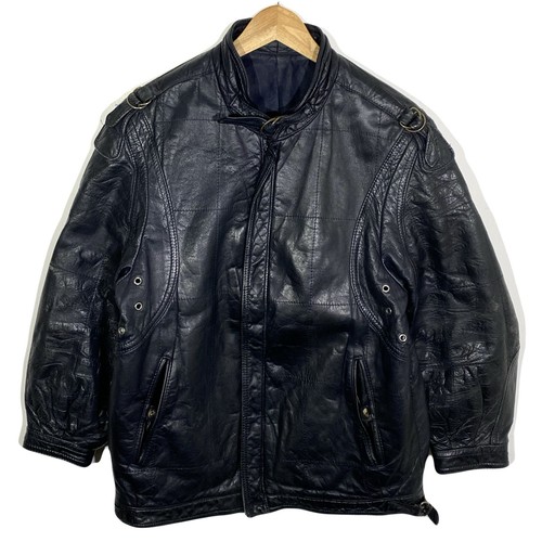 Blouson cuir noir vintage - blouson, en