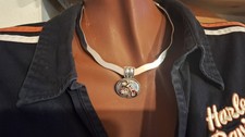 Sterling Wide Wavy Choker w/Biker Betty Boop Pendant - Stunning and Only One