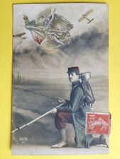 CPA Patriotique FRANCE Aviateur AVIATION MILITAIRE Soldat Sac à Dos Gamelle