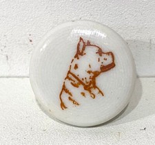 Antique American Staff Porcelain Brewery Dog Advertising Cap Pit Pull
