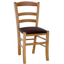 Chaise En Bois Paesana Noyer Clair Avec Assise Rembourrée Marron