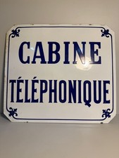 Antique domed enamel plate PHONE BOOTH enamel 36x40cm