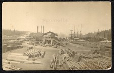 WA Hoquiam RPPC c.1908 SAW MILL LUMBER SHINGLE COMPANY Ships Loading One of Kind