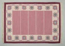 Tapis suédois tissé à la main. Pure laine. Rölakan technique. Modèle géométri...