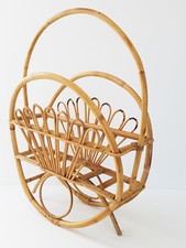 STUNNING RATTAN BAMBOO MAGAZINE RACK 1950 1960 VINTAGE 50S 60S 50'S 60'S 