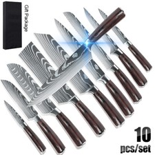 Set 10 Couteau de Cuisine Japonais Damas Chef Professionnel Acier inoxydable