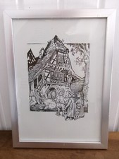 tableau encadré  Eugène NOACK  Gravure Visite d'une cave à vins