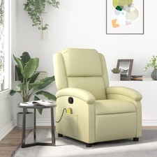 Fauteuil de Massage Inclinable Chaise Électrique Gris Cuir Véritable vidaXL