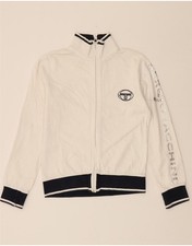 SERGIO TACCHINI Womens Graphic Tracksuit Top Jacket UK 6 XS White Cotton DQ33