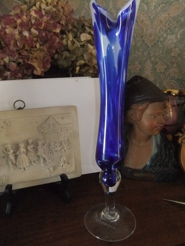 Vase verre soufflé signé - vase,