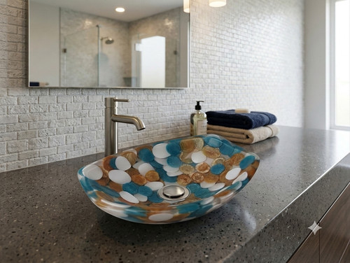 Lavabo résine multi galets - en,