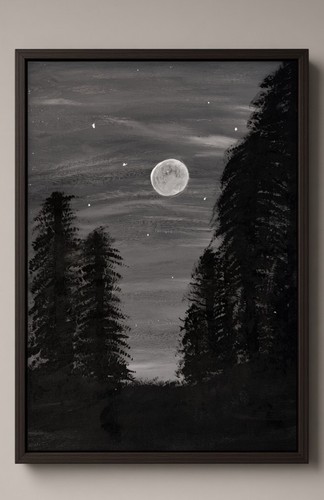 Tableau paysage nocturne lune