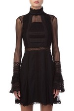NWOT $985 Jonathan Simkhai Guipure Lace Tulle Bell Long Sleeve Dress -Size 4