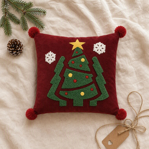 Housse coussin noël rouge - housse, de