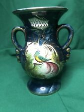 Vintage Hand Painted Faience Vase with by Humber Bequet from Quaregnon, Belgium