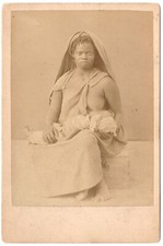 Tunisia African woman Kroumir breastfeeding her child photo cabinet 1880