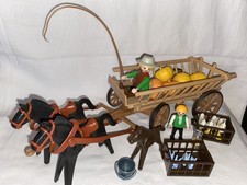 Playmobil Charrette Paysans Citrouilles Lapins Poules Vintage Du 3735 Ferme
