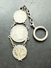 Ancienne Grande Châtelaine Chaîne De Montre A Gousset En Argent Massif