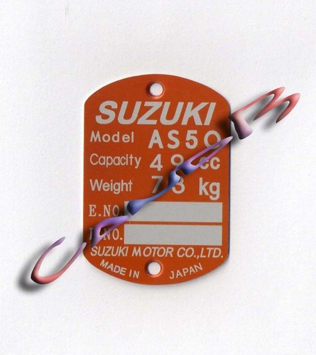 Plaque suzuki as 50 - suzuki,