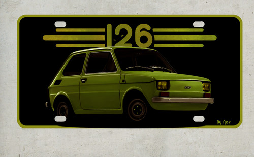 Fiat 126 plaque alu déco - 126,