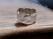 Bijoux Fantaisie Vintage - Bague Argentée Forme De Plume 