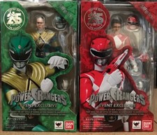 Mighty Morphin Red & Green Power Rangers set SDCC 2018 Tamashii Exclusive Bandai