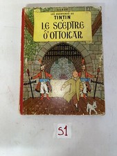 Tintin le sceptre d'ottokar 1947 Couverture décolorée pages jaunies