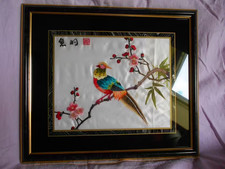 Ancien cadre Tableau broderie chinoise