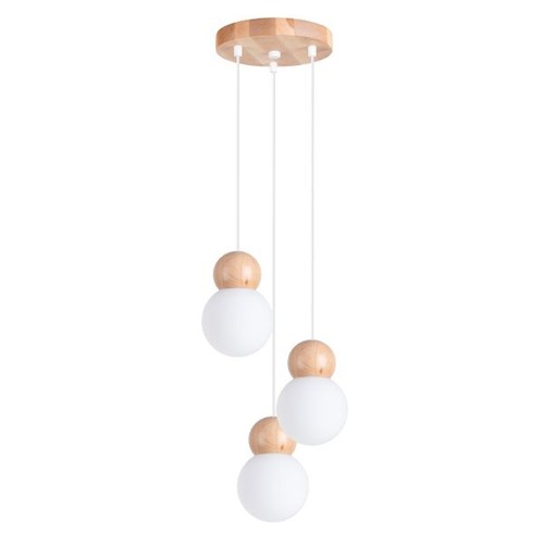 Suspension verre blanc - verre, blanc/bois