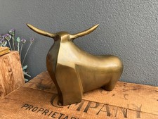 Vintage large brass modernist bull figure in the style of Fernando Botero.