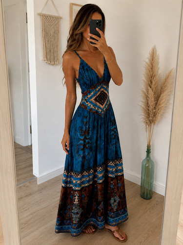 Robe longue bohème taille - longue, –