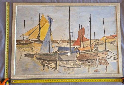 Marine gouache année 1950 - marine,