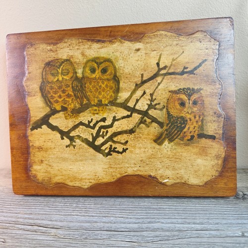 Vintage owl wood wall - wood, plaque
