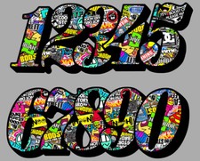 NUMERO COURSE RACING TRIAL CASQUE VTT MOTO CROSS AUTOCOLLANT STICKER NU017BOMN