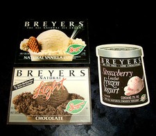 x3 MAGNET Lot BREYERS ICE CREAM Fridge Vanilla Chocolate Strawberry Yogurt