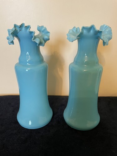 Pair victorian blue - of, opaline