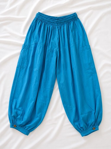 Pantalon sarouel femme bleu
