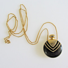 Vintage Lancôme Magie noire Perfume Bottle Pendant on Gold tone Chain