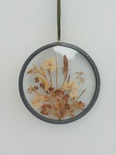 cadre étain et verre ,fleurs