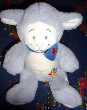 BB/ DOUDOU PELUCHE NOUKIES MOUTON GUSS ET VICTOR TIDOU GRIS BLANC BLEU 25CM KOM9