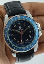 Beautiful Favre Leuba Blue Dial Men Rotating Bezel Wristwatch "Great Working"