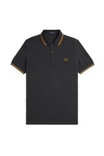 Polo Fred Perry Slim Fit À Rayures Ancre Gris / Pierre Chaude / Caramel Foncé